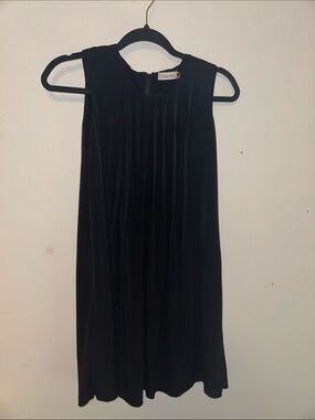 Calvin Klein Black Pleated Sleeveless Mini Dress